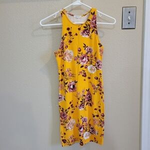 Girls Heart & Hips Mustard Yellow all over floral dress size S